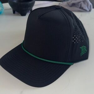 Blank Black Branded Bills SnapBack with Green rope